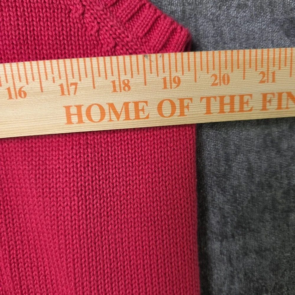 Vtg Lands' End V Neck Sweater Vest Mens Medium Chunky Knit Red Made In Japan
